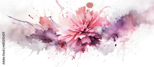 The abstract flower design with a watercolor texture creates a stunning nature-inspired art illustration, where the white background enhances the artistic beauty of the pink paint splash in a monotone