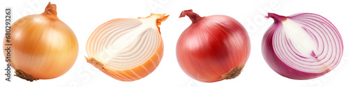 Raw onion collection isolated on a white background, vegetable bundle
