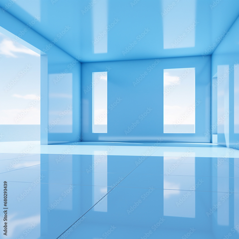 Blank blue floor and blank blue wall Blank blue floor and blank blue wall
