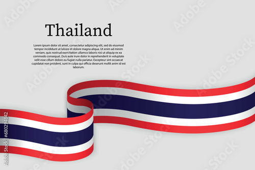 Ribbon flag of Thailand. Celebration background