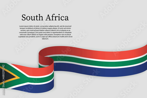 Ribbon flag of South Africa. Celebration background