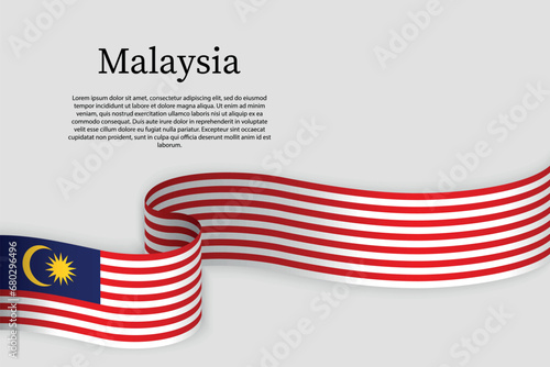 Ribbon flag of Malaysia. Celebration background