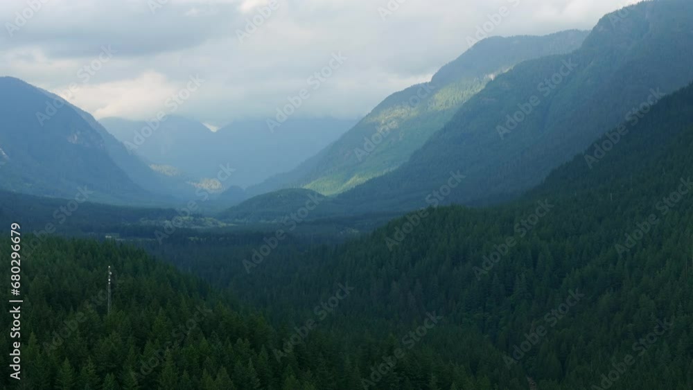 Aerial view of Canadian mountain landscape in cloudy day. Taken near Vancouver Aerial view of Canadian mountain landscape in cloudy day. Taken near Vancouver