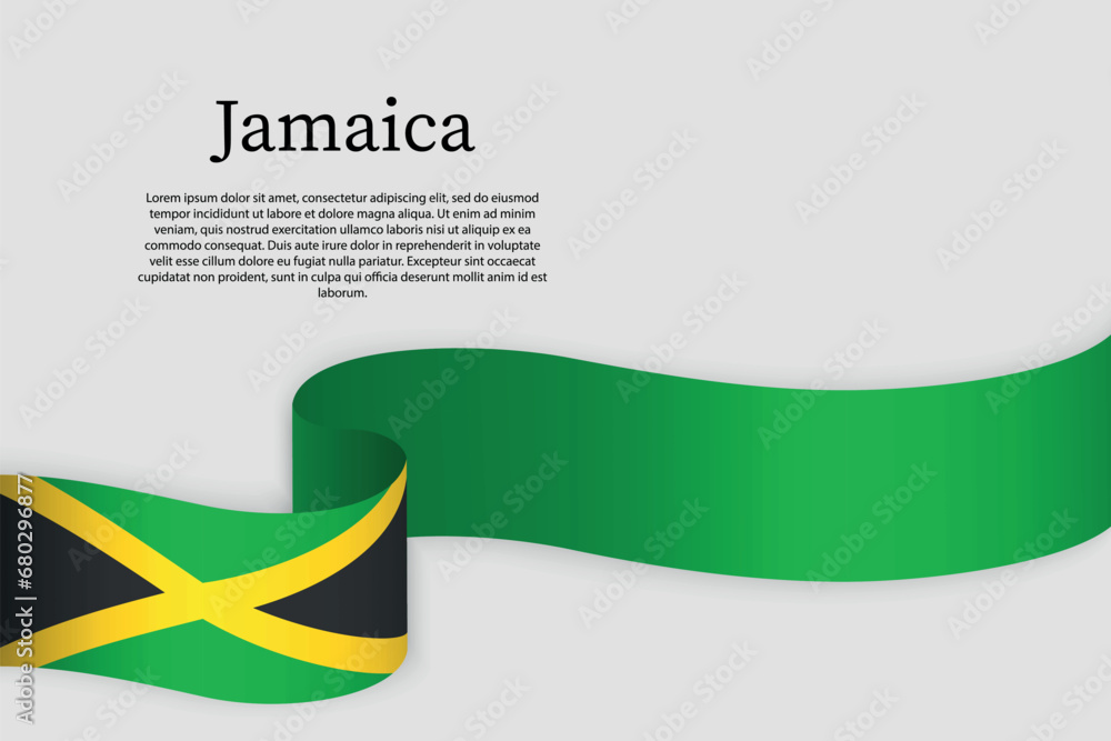 Ribbon flag of Jamaica. Celebration background Ribbon flag of Jamaica. Celebration background