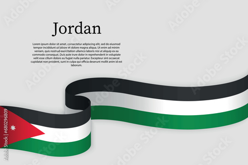 Ribbon flag of Jordan. Celebration background