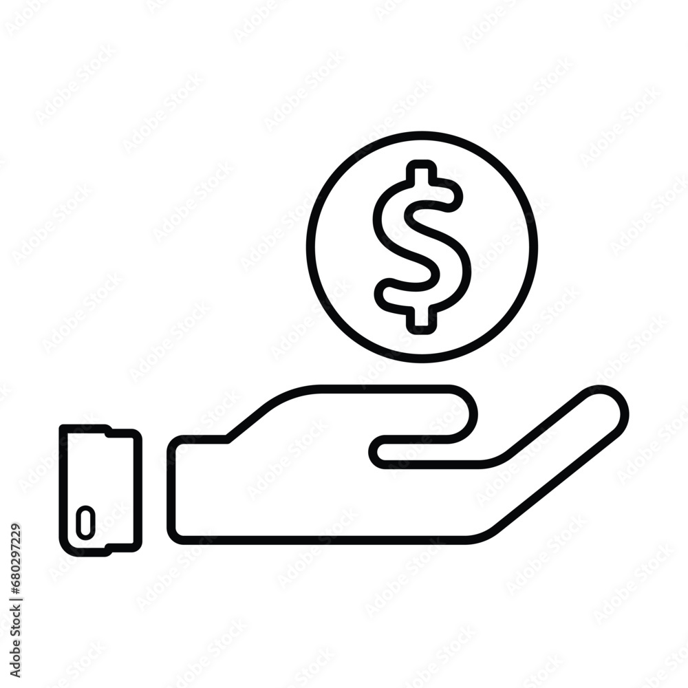 Money Donation Icon In Outline Style Money Donation Icon In Outline Style