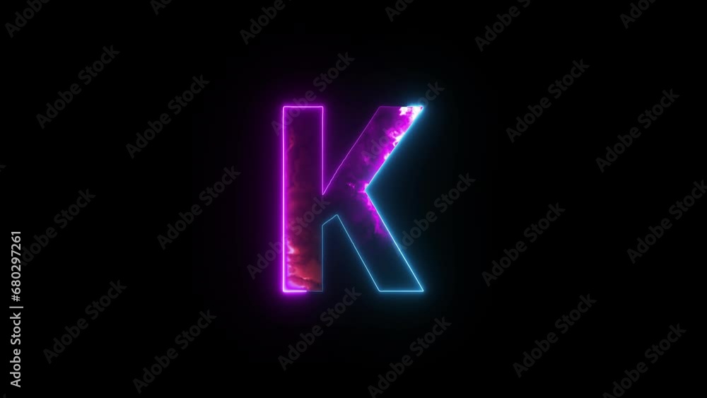 Neon letter K with alpha channel, neon alphabet for banner Neon letter K with alpha channel, neon alphabet for banner