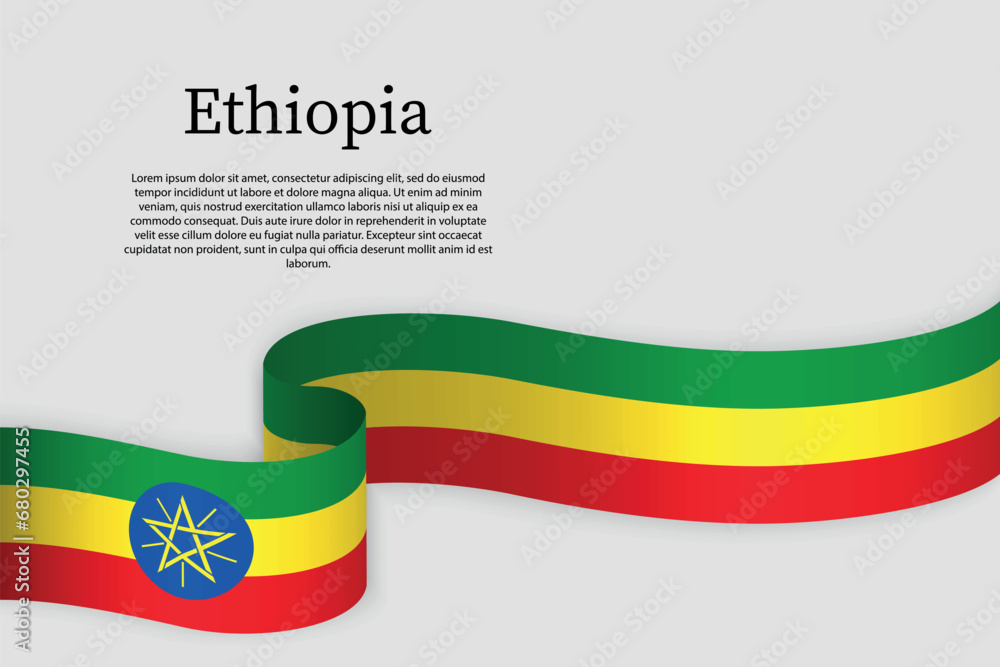 Ribbon flag of Ethiopia. Celebration background Ribbon flag of Ethiopia. Celebration background