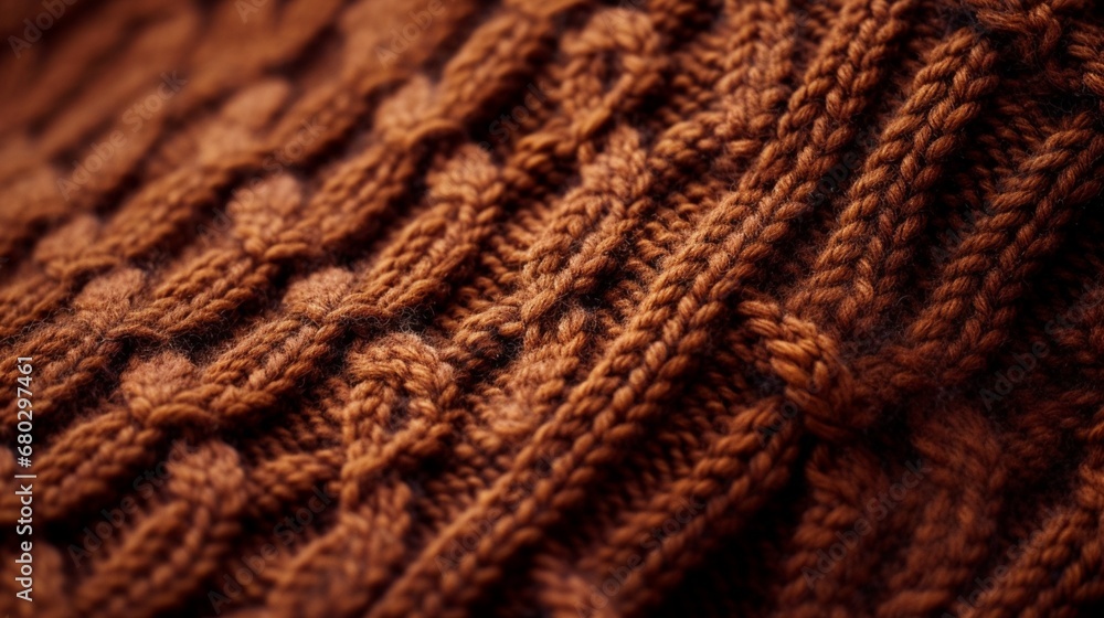 Zoom in on the fine details of a knitted wool sweater with a cozy texture. Zoom in on the fine details of a knitted wool sweater with a cozy texture.