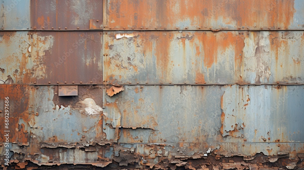 Zoom in on the rusted metal surface of an abandoned industrial structure. Zoom in on the rusted metal surface of an abandoned industrial structure.