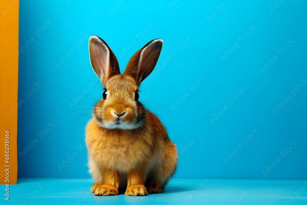Rabbit on pastel background with easter egg decoration. Rabbit on pastel background with easter egg decoration.