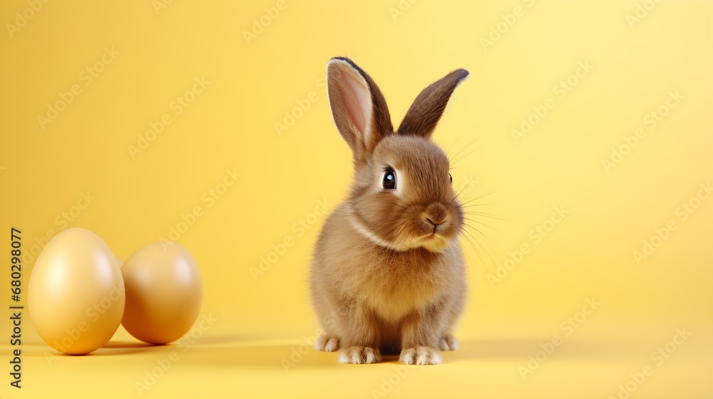 Rabbit on pastel background with easter egg decoration. Rabbit on pastel background with easter egg decoration.
