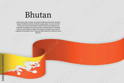 Ribbon flag of Bhutan. Celebration background