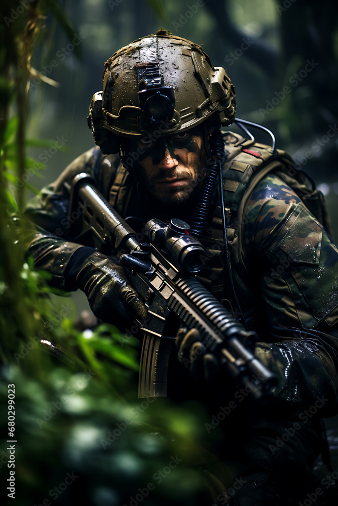Soldados en la jungla o en un bosque Soldados en la jungla o en un bosque