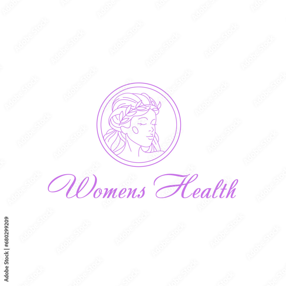 Womens health logo. Beauty woman.
