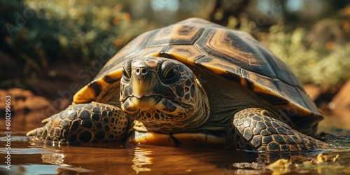 exotic river turtle in the wild nature