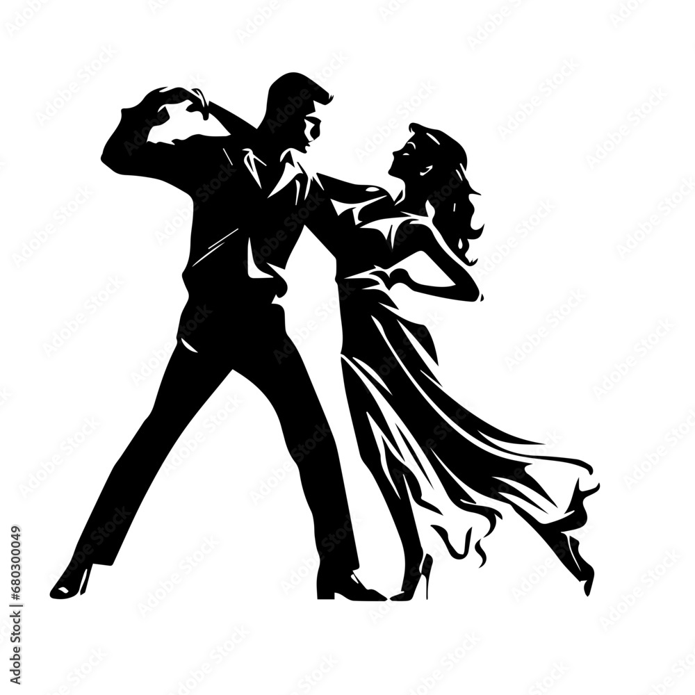 Energetic Dance Couple Vector Illustration