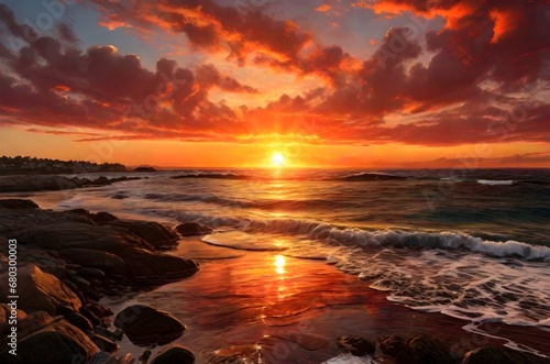 a beautiful high quality Sunset over the ocean hd wallpaper, ocean background, wallpaper, landscap wallpaper, ocean with cloudy sky wallpaper