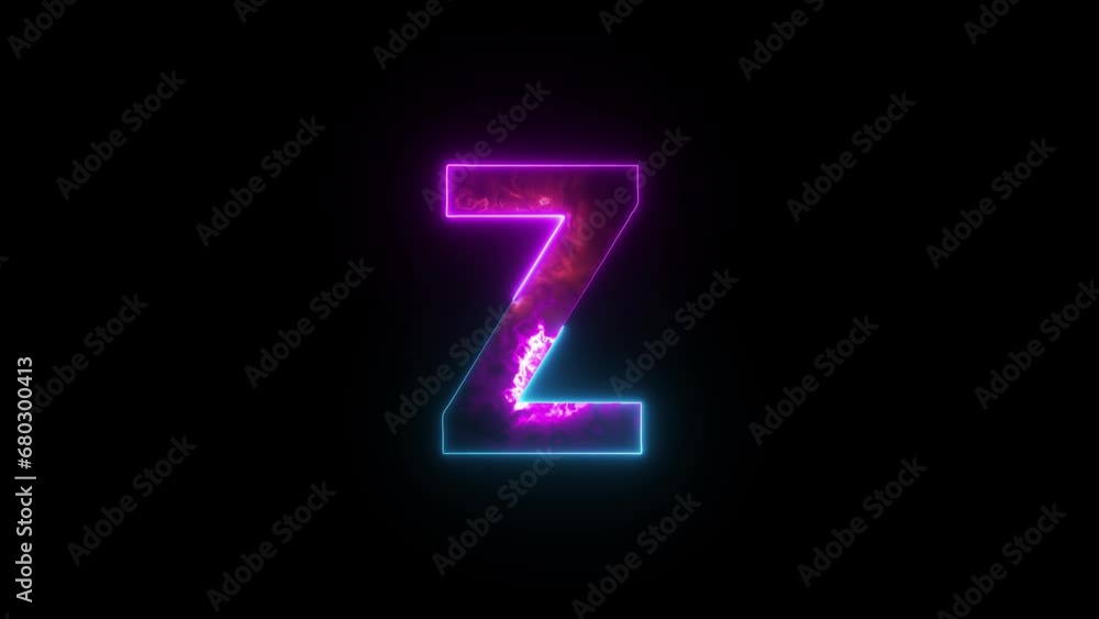 Neon letter Z with alpha channel, neon alphabet for banner Neon letter Z with alpha channel, neon alphabet for banner