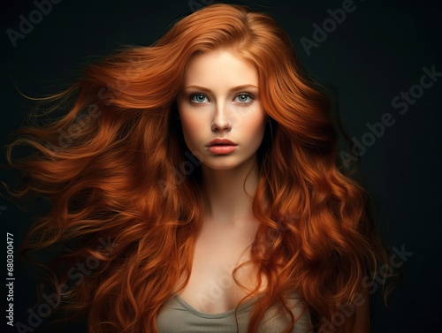 Portrait of a Young Woman with Luxurious Red Hair