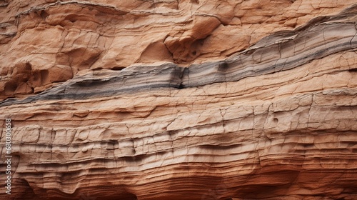 Focus on the textured patterns of a sandstone cliff face in a desert landscape. © ZUBI CREATIONS