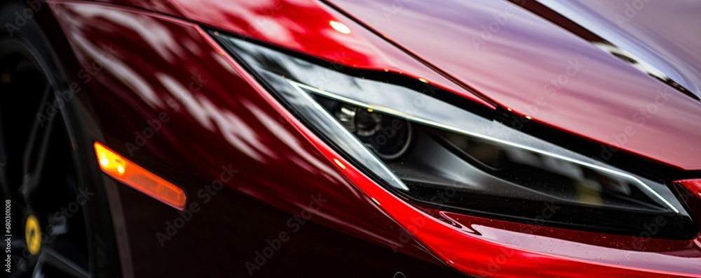 Highlight the even, unblemished surface of a brand new sports car's hood.