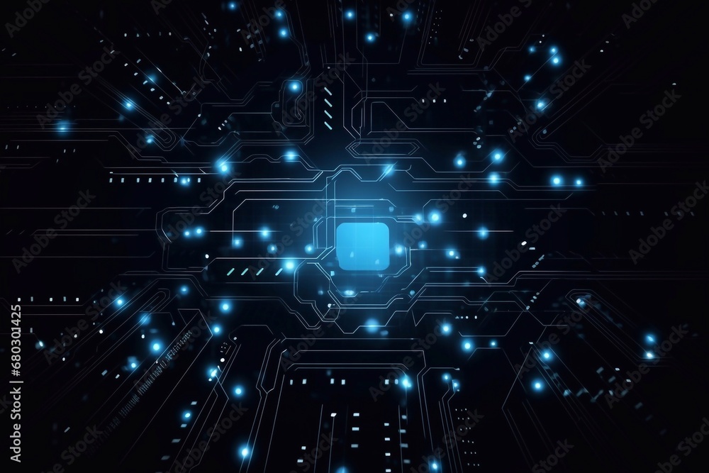 Obraz premium Circuit board background. Technology and science concept. 3D Rendering. Generative AI