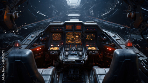 Technology spaceship cockpit space aircraft