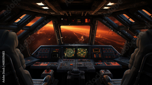 Fototapeta Naklejka Na Ścianę i Meble -  Technology spaceship cockpit space aircraft