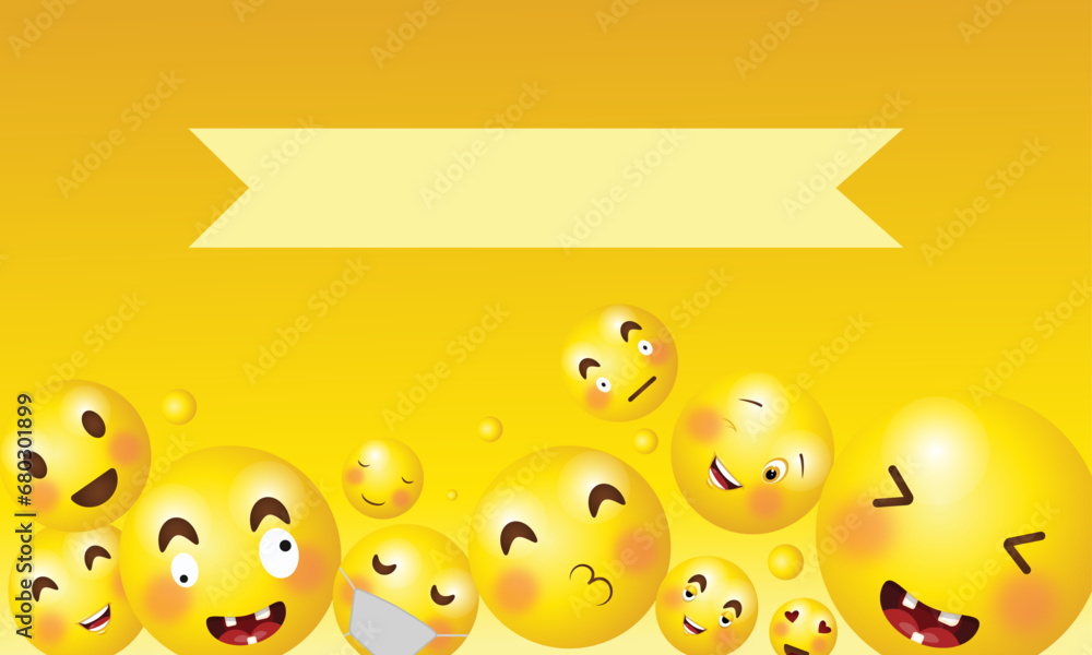 Naklejka premium world smiling day concept poster, emoji background design template with text space, emoji with different face impressions vector.