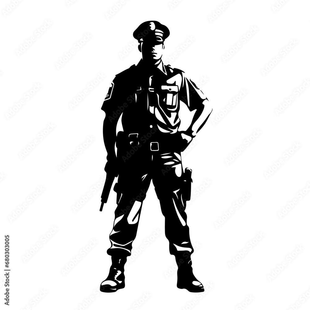 Dedicated Police Officer Vector Illustration Dedicated Police Officer Vector Illustration