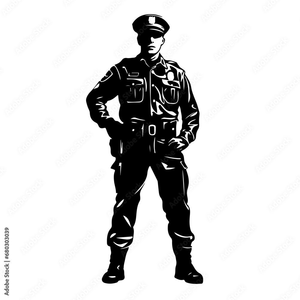 Dedicated Police Officer Vector Illustration