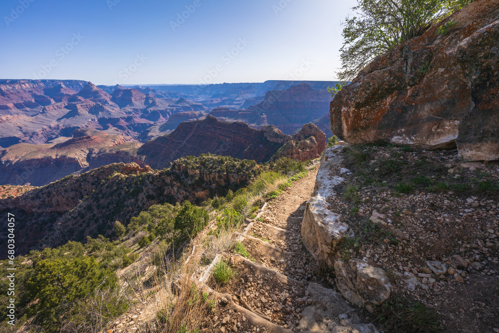 hiking the grandview trail in the grand canyon national park, arizona, usa hiking the grandview trail in the grand canyon national park, arizona, usa