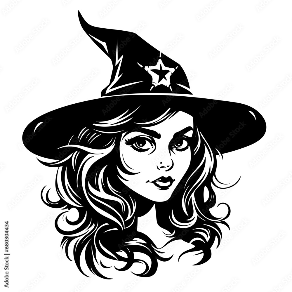 Mysterious Witch Vector Illustration