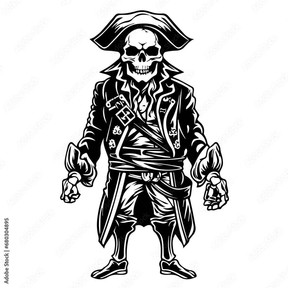 Skeleton Pirate Adventure Vector Illustration