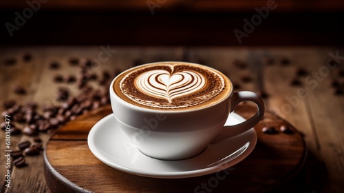 A steaming cup of cappuccino with latte art