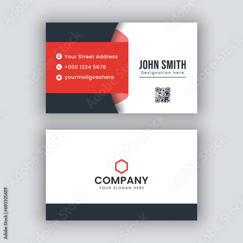 Creative and modern business card template - Red and white modern business card template 