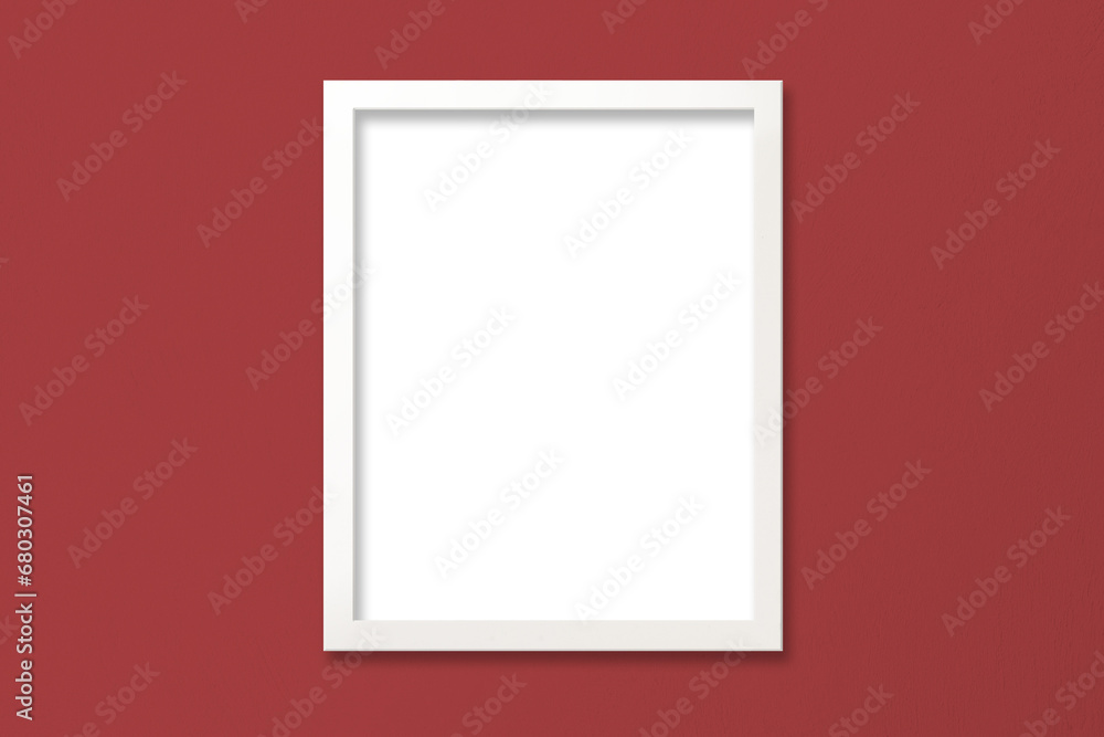 Poster Mockup with White Frame on Red Textured Wall Poster Mockup with White Frame on Red Textured Wall