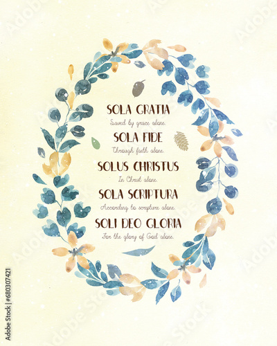 5 SOLAS of the Reformation wall art. Reformed christian wall art. photo