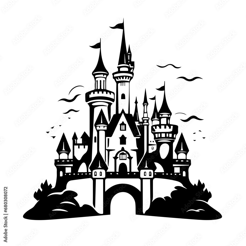 Enchanting Castle Landscape Vector Illustration