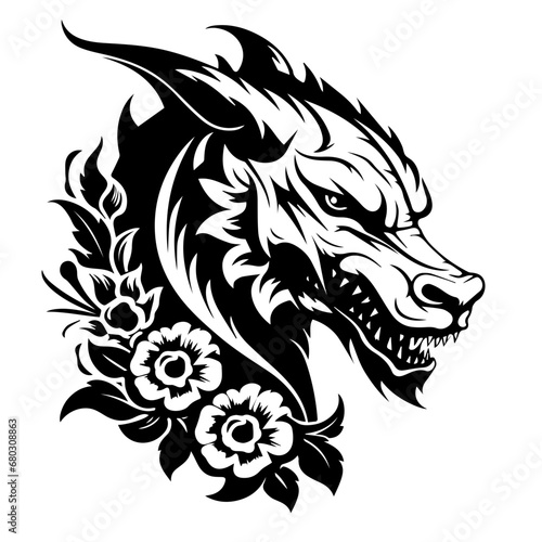 Whimsical Floral Dragon Vector Illustration