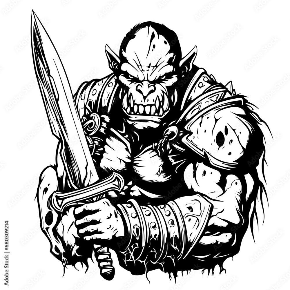 Formidable Orc Warrior Vector Illustration Formidable Orc Warrior Vector Illustration