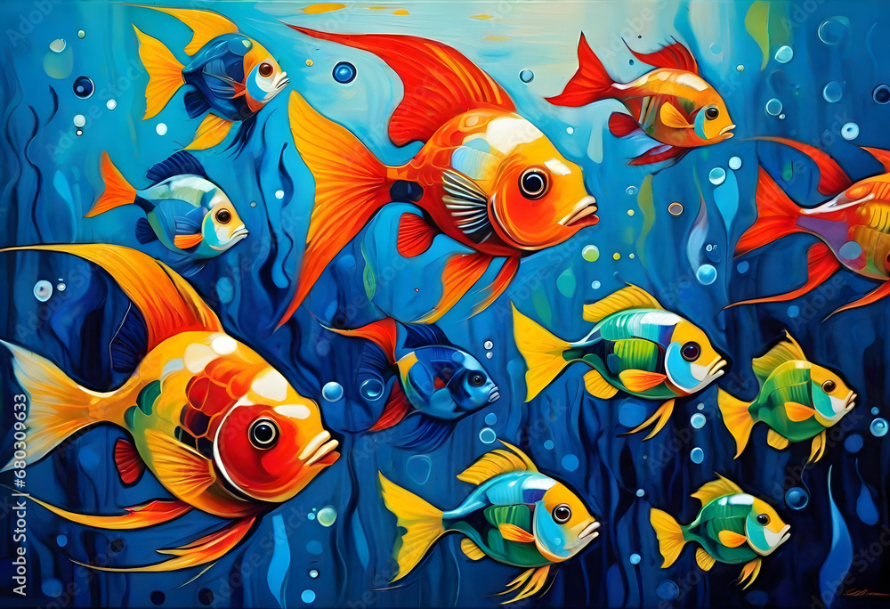 fishes. modern abstract vector art, generative ai fishes. modern abstract vector art, generative ai