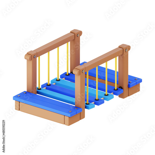Hanging Bridge Kids Playground 3D Illustration