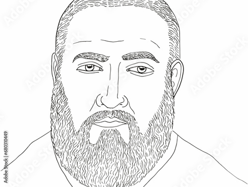 A Drawing Of A Man With A Beard - portrait of an average man.