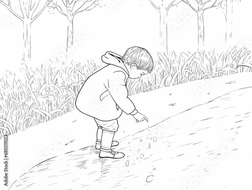 A Child Playing With Water - rain garden kid playing rain.