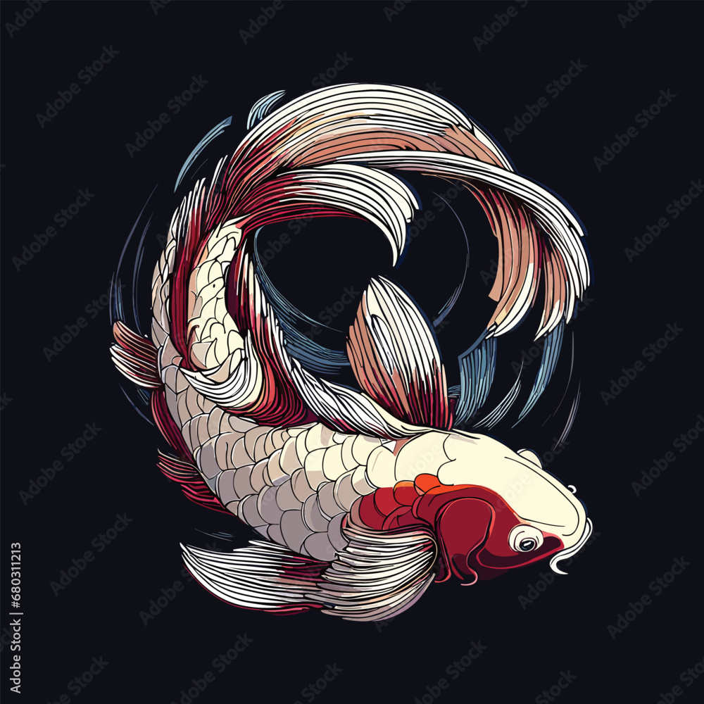 Hand Drawn Koi Fish Asian Traditions Of Japanese And Chinese Koi Carp