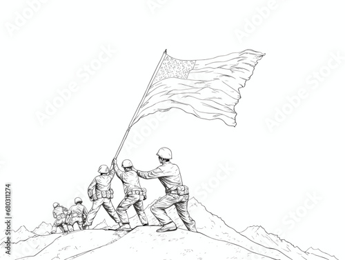 A Group Of Men Holding A Flag - Statue memorial from the picture of the Marine Corps