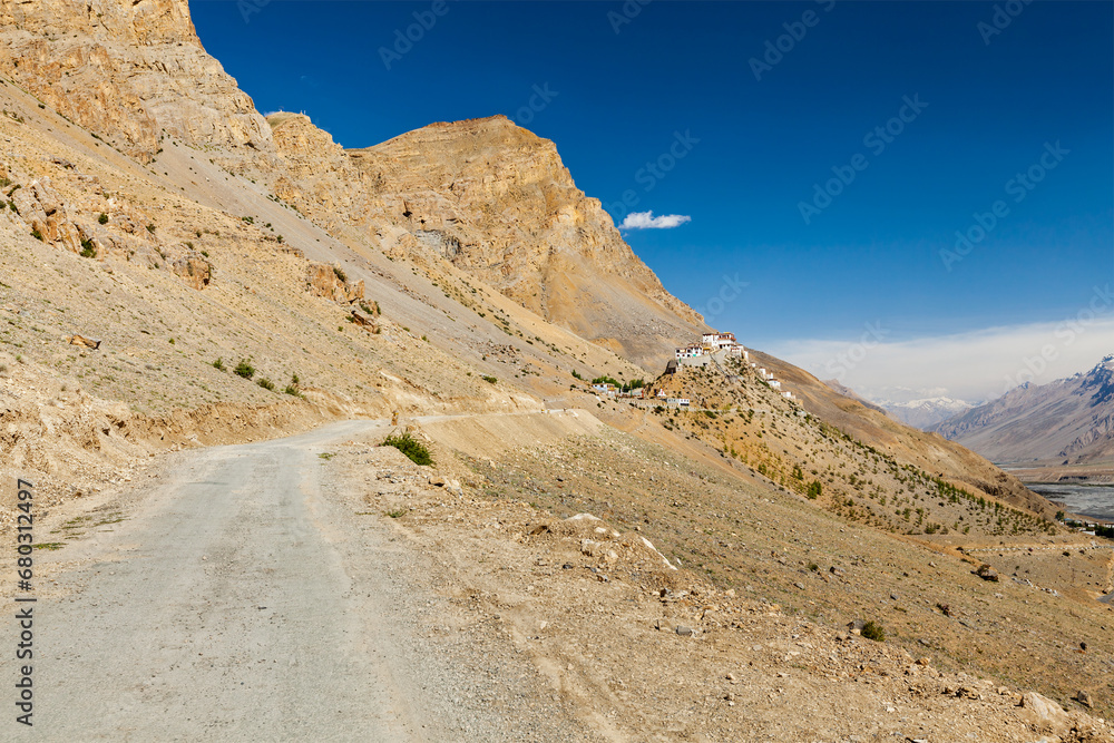 Road to Ki Monastery. Spiti Valley, Himachal Pradesh, India