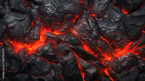 Glowing Lava Cracks on Dark Surface